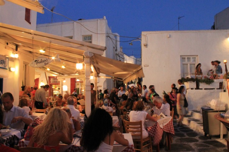 Restaurant vlakbij de windmills - zonvakantie Mykonos Griekse Cycladen