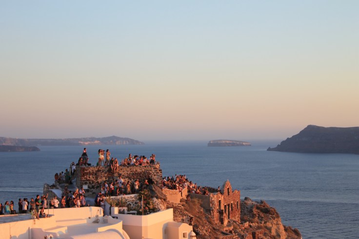 Uitzicht Santorini zonsondergand strandvakantie Griekenland
