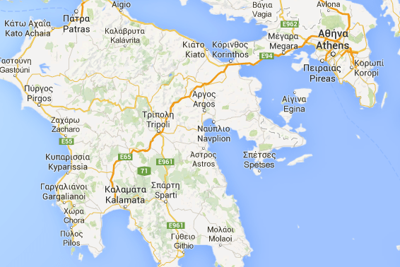 waar ligt Peloponnesos - kaart