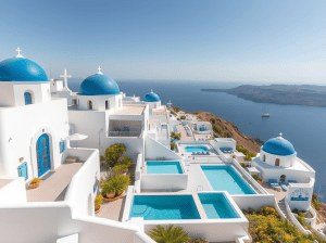 een nieuw hotel op Santorini